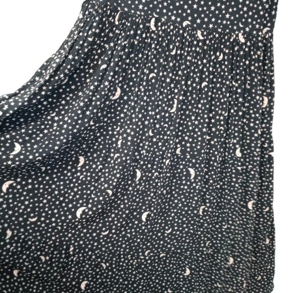 Vintage Romeo Star Moon Print Celestial Witchy Goth Boho Black Tiered Maxi Dress - Picture 10 of 14